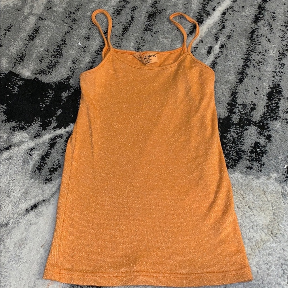 Orange, sparkly, cami. Fits all sizes.